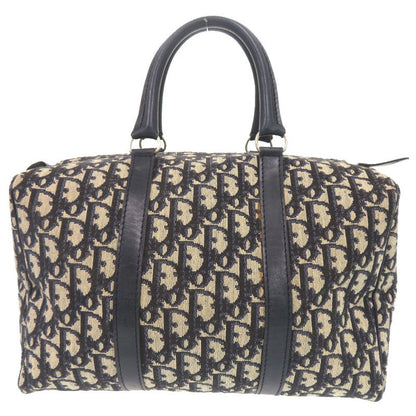 Dior Trotter Canvas Leather Navy Beige Mini Boston Bag Navybeige