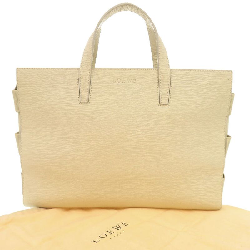 Loewe Logo Leather Ivory Tote