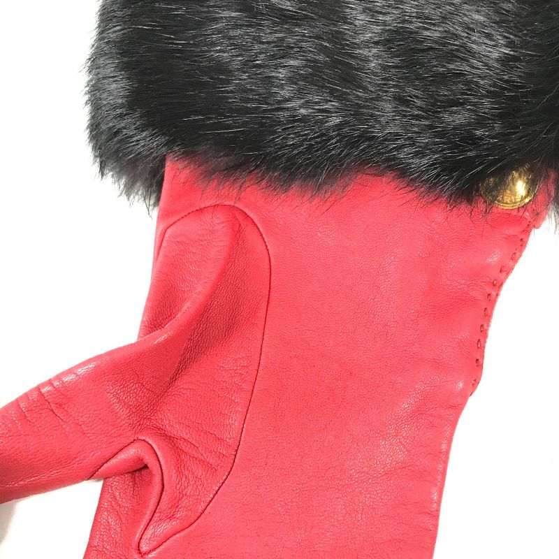 Hermes Gloves Fur Leather Red