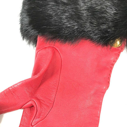 Hermes Gloves Fur Leather Red