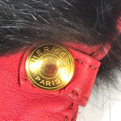 Hermes Gloves Fur Leather Red