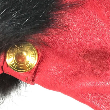 Hermes Gloves Fur Leather Red