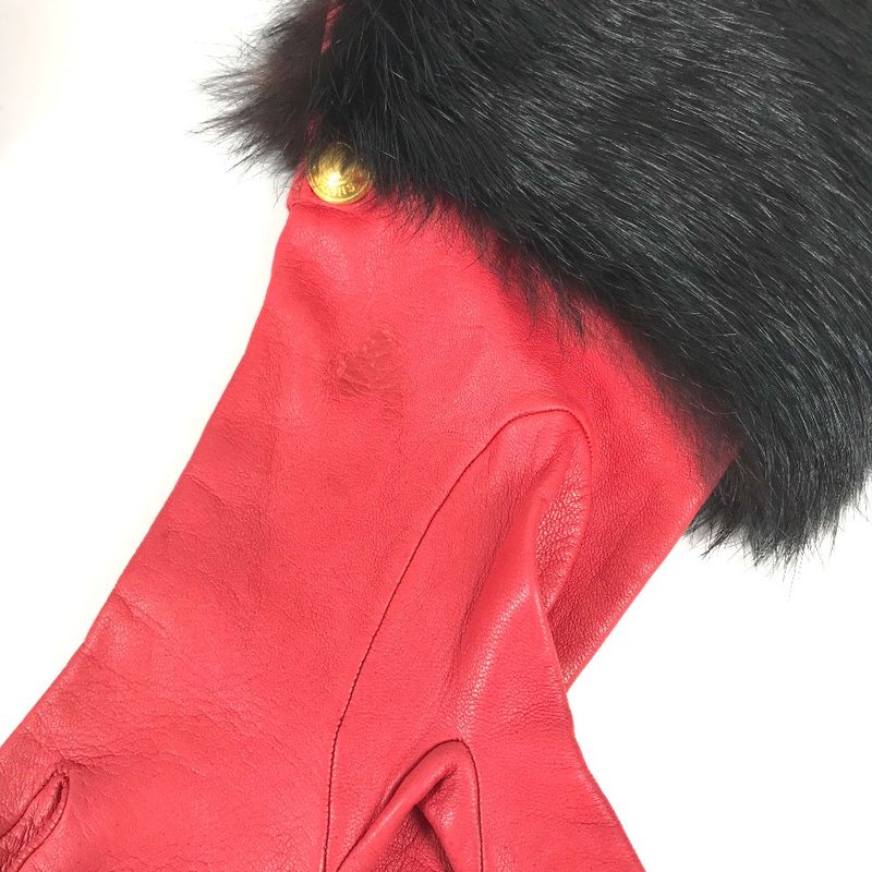 Hermes Gloves Fur Leather Red