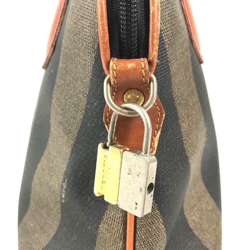 Fendi Handbag Pecan Leather Brown X Khaki