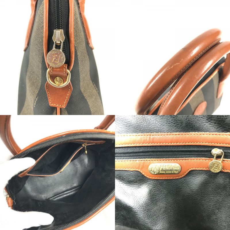 Fendi Handbag Pecan Leather Brown X Khaki