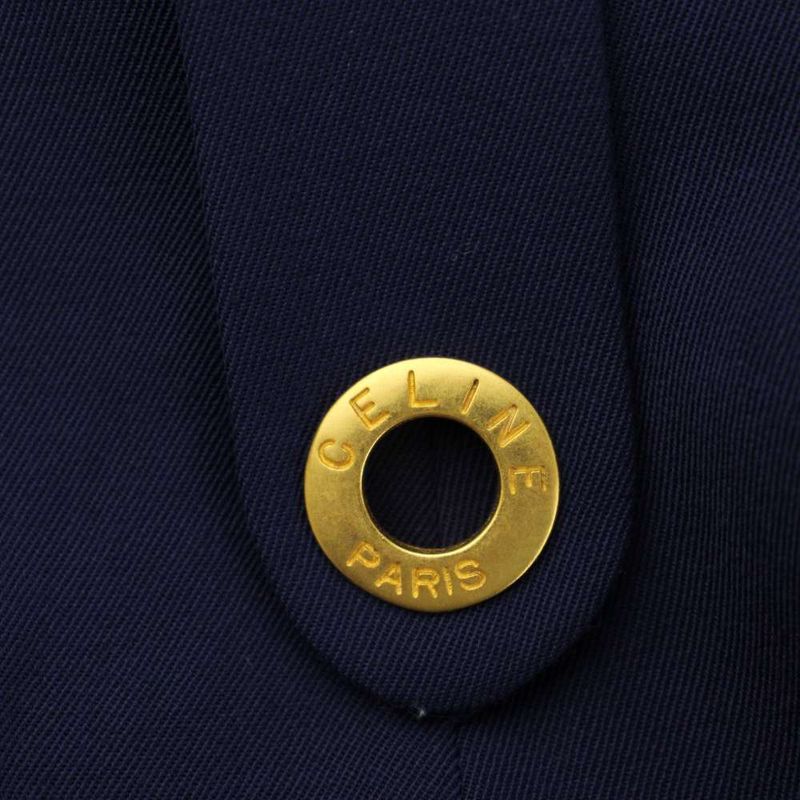 Celine Tight Skirt Logo Ring Navy Vintage Knee Length PP
