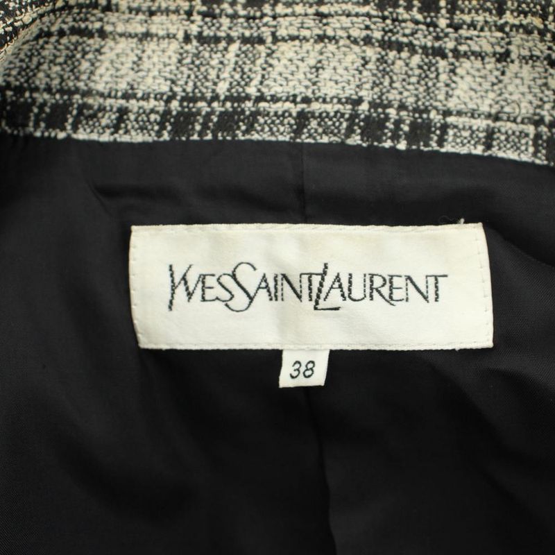 Saint Laurent Yves Tailored Jacket 38 Gray Black Plaid