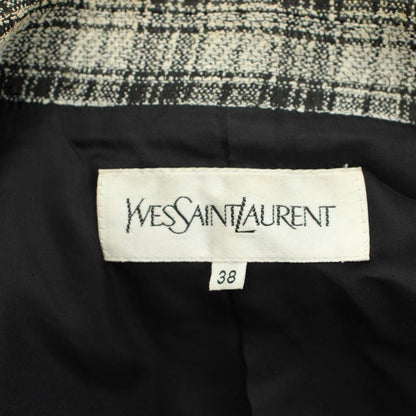 Saint Laurent Yves Tailored Jacket 38 Gray Black Plaid