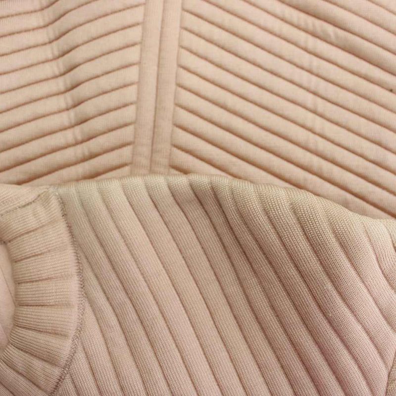 Fendi Quilted Dress 36 Pink Long Sleeve Ribbed Round Neck Puff Mini
