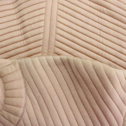 Fendi Quilted Dress 36 Pink Long Sleeve Ribbed Round Neck Puff Mini