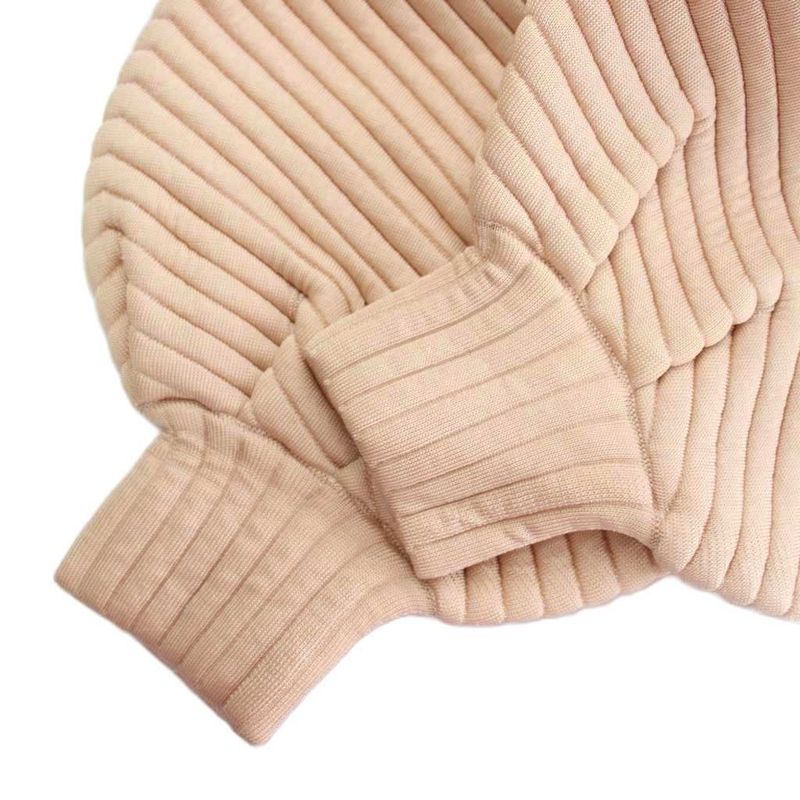 Fendi Quilted Dress 36 Pink Long Sleeve Ribbed Round Neck Puff Mini