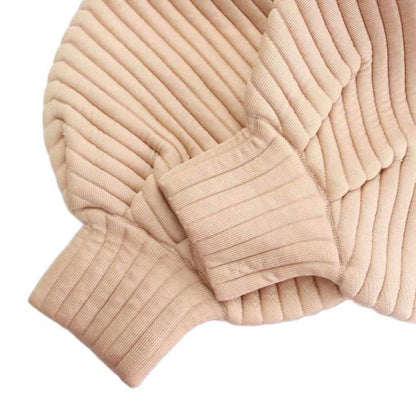 Fendi Quilted Dress 36 Pink Long Sleeve Ribbed Round Neck Puff Mini