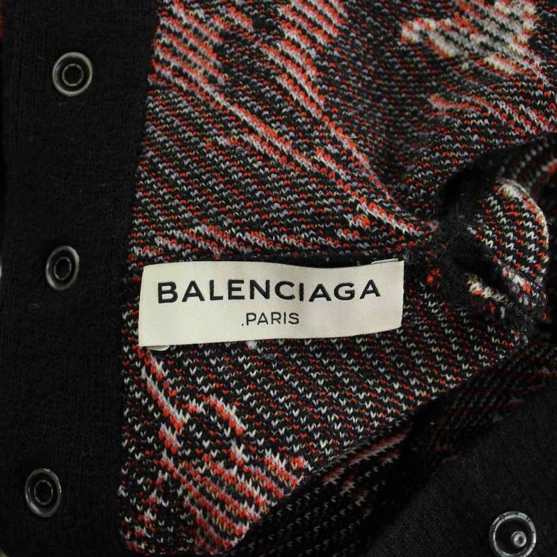 Balenciaga Flower High Neck Knit Sweater Wool 34 Black Multicolor Floral