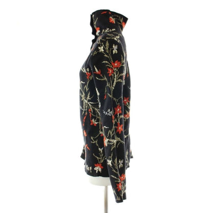 Balenciaga Flower High Neck Knit Sweater Wool 34 Black Multicolor Floral