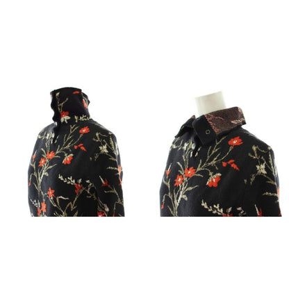 Balenciaga Flower High Neck Knit Sweater Wool 34 Black Multicolor Floral