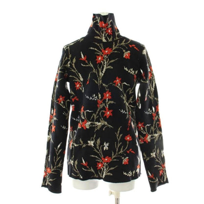 Balenciaga Flower High Neck Knit Sweater Wool 34 Black Multicolor Floral