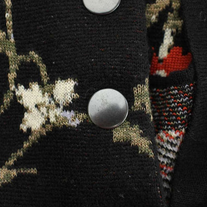 Balenciaga Flower High Neck Knit Sweater Wool 34 Black Multicolor Floral