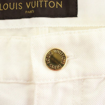 Louis Vuitton Denim Pants Jeans 36 White Straight Full Length Gold Button