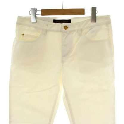 Louis Vuitton Denim Pants Jeans 36 White Straight Full Length Gold Button