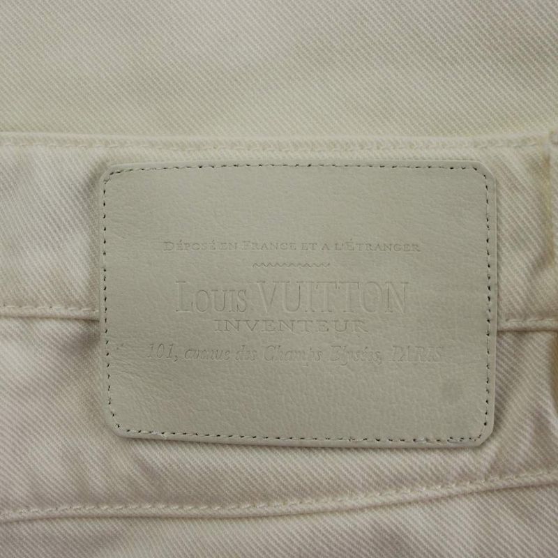 Louis Vuitton Denim Pants Jeans 36 White Straight Full Length Gold Button