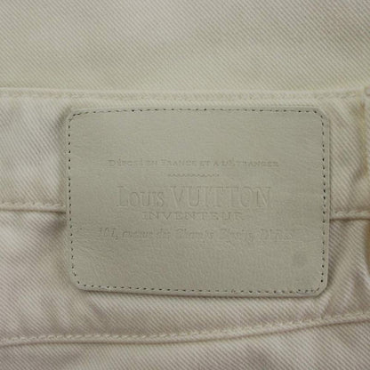 Louis Vuitton Denim Pants Jeans 36 White Straight Full Length Gold Button
