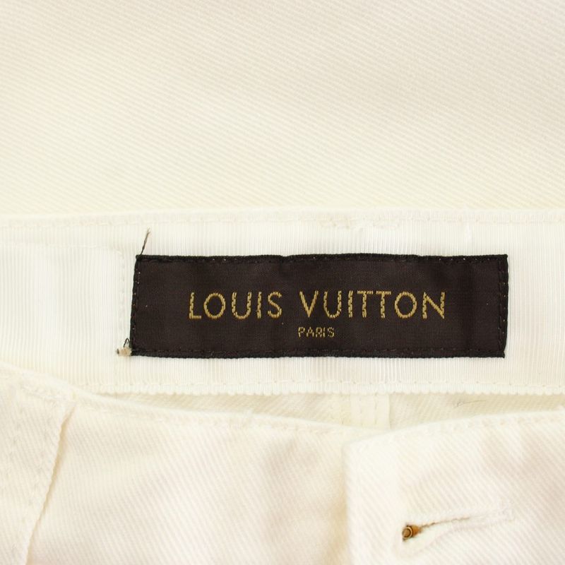 Louis Vuitton Denim Pants Jeans 36 White Straight Full Length Gold Button