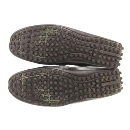 Louis Vuitton Loafers Driving Shoes Slip on Logo Leather 7 Black