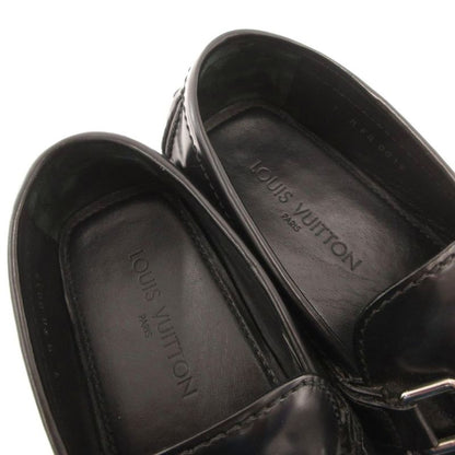 Louis Vuitton Loafers Driving Shoes Slip on Logo Leather 7 Black