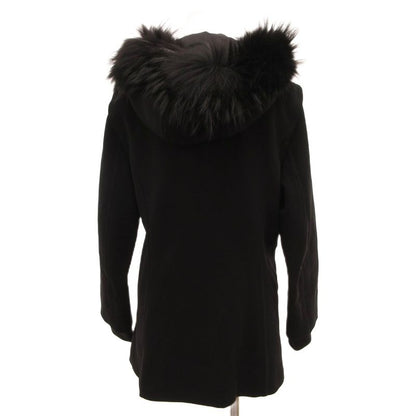 Prada Sport Zip Coat Insulation Fur Rack on Fur Hood Middle Length 42 Black
