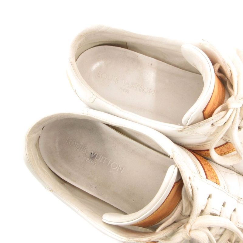 Louis Vuitton German Trainer Sneakers Shoes Low Cut Leather Logo 6.5 White