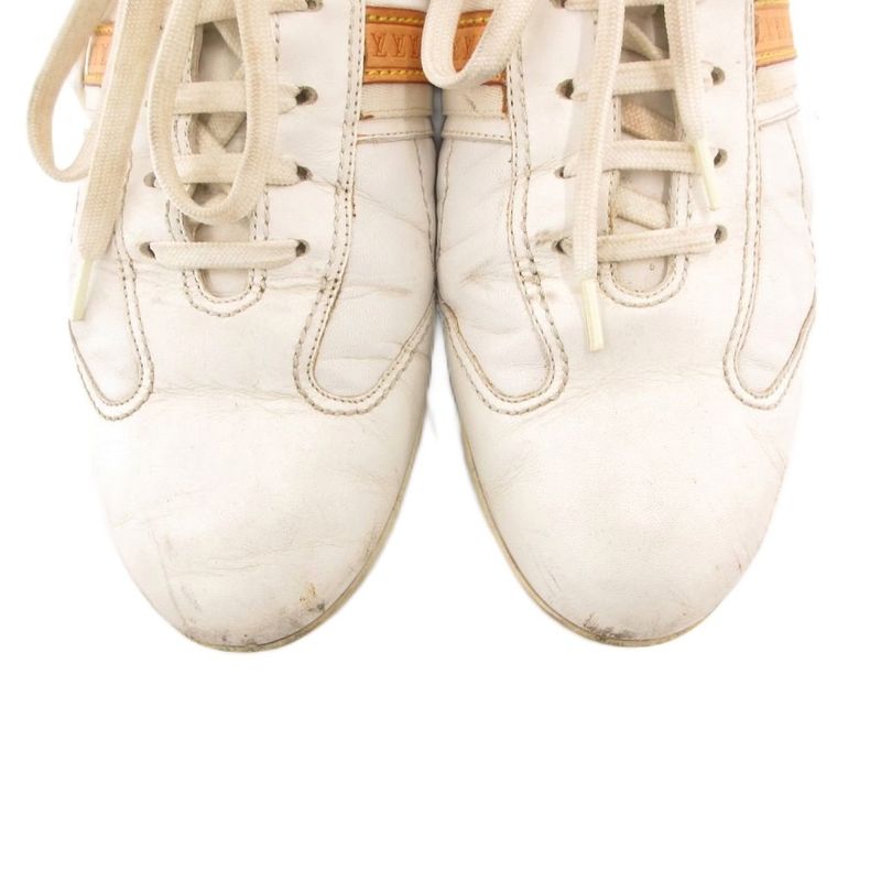 Louis Vuitton German Trainer Sneakers Shoes Low Cut Leather Logo 6.5 White