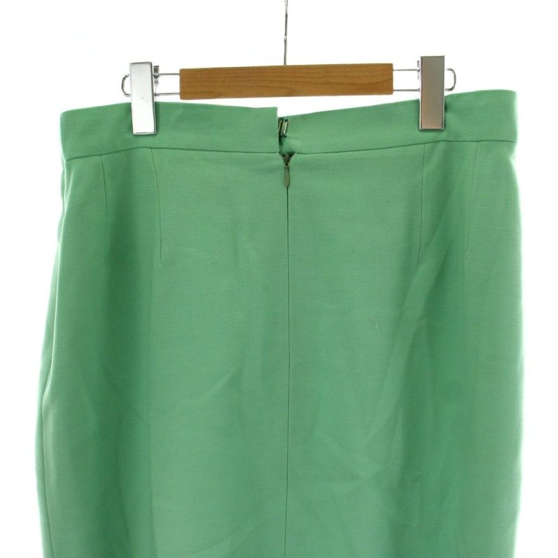 Celine Tight Skirt Wool 46 Mint Green Knee Length Chain Decoration Logo Ring PP