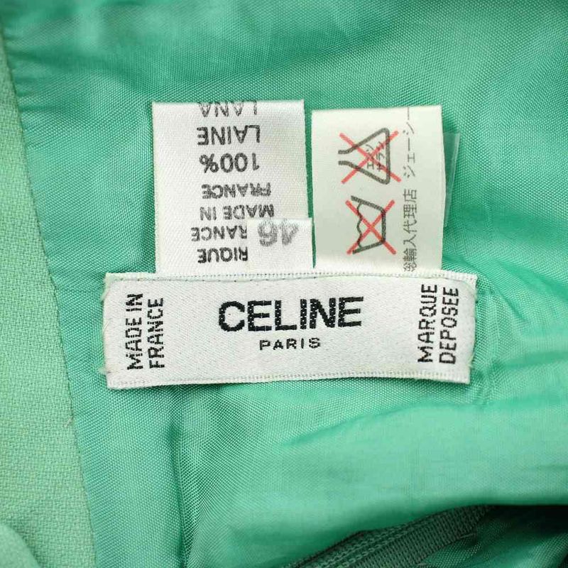 Celine Tight Skirt Wool 46 Mint Green Knee Length Chain Decoration Logo Ring PP