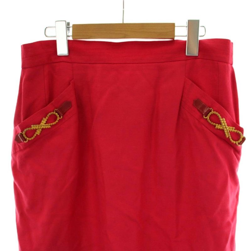 Celine Tight Skirt 44 Red Ribbon Knee Length Vintage PP