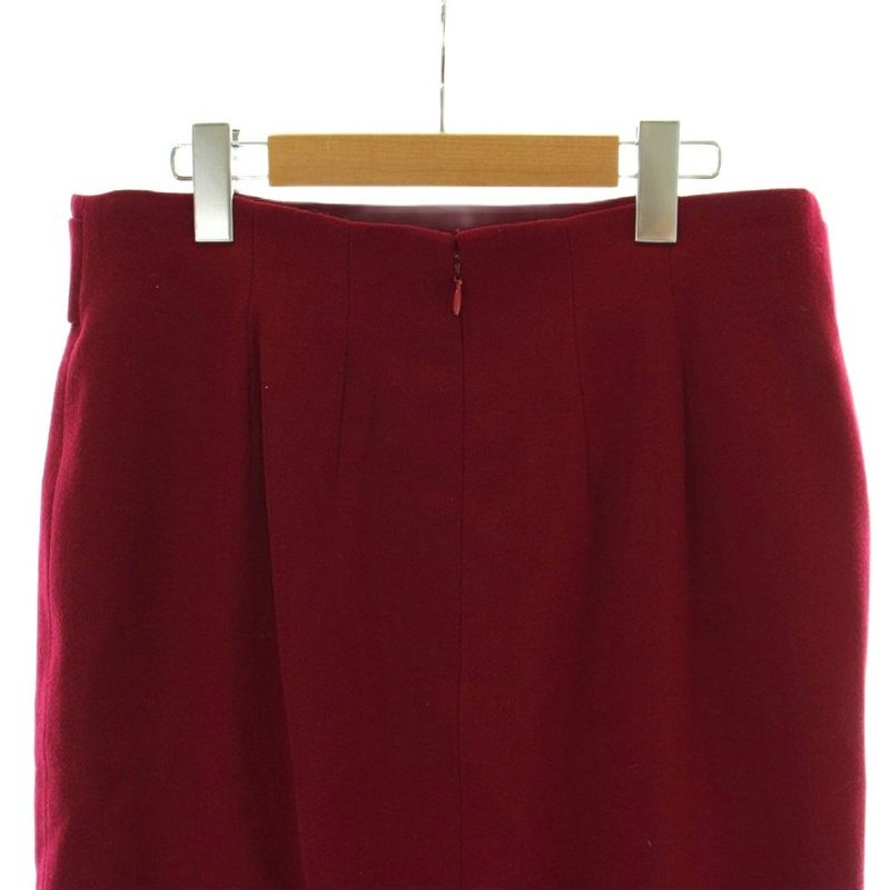 Celine Tight Skirt Knee Length Wool Chain Macadam Pattern Gold Button Wine Red