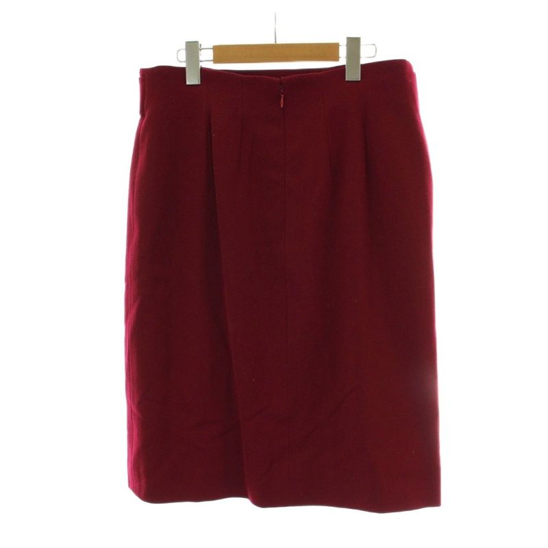 Celine Tight Skirt Knee Length Wool Chain Macadam Pattern Gold Button Wine Red