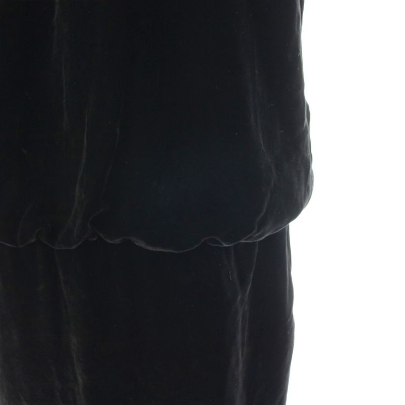 Fendi Sleeveless Dress Silk Velour 42 Black Round Neck Long Sleeve Knee