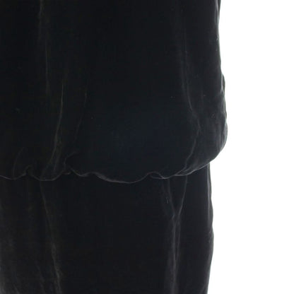 Fendi Sleeveless Dress Silk Velour 42 Black Round Neck Long Sleeve Knee