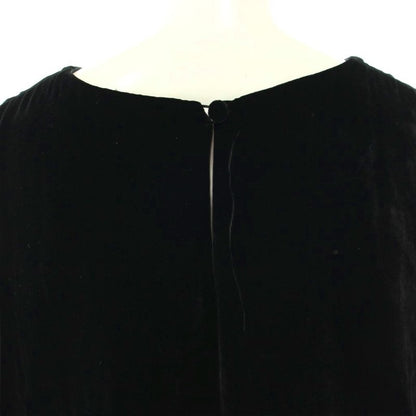 Fendi Sleeveless Dress Silk Velour 42 Black Round Neck Long Sleeve Knee