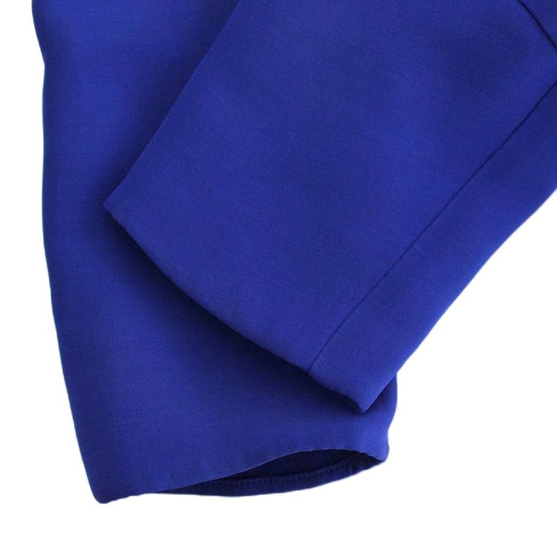 Dior Dress Silk 42 Blue Round Neck 3/4 Sleeves Knee Length