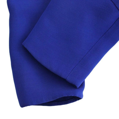 Dior Dress Silk 42 Blue Round Neck 3/4 Sleeves Knee Length