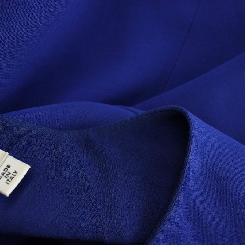 Dior Dress Silk 42 Blue Round Neck 3/4 Sleeves Knee Length