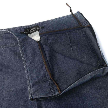 Chanel Identiification Straight Pants Denim Logo M Blue