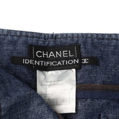 Chanel Identiification Straight Pants Denim Logo M Blue