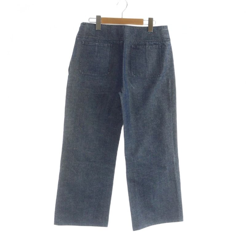 Chanel Identiification Straight Pants Denim Logo M Blue