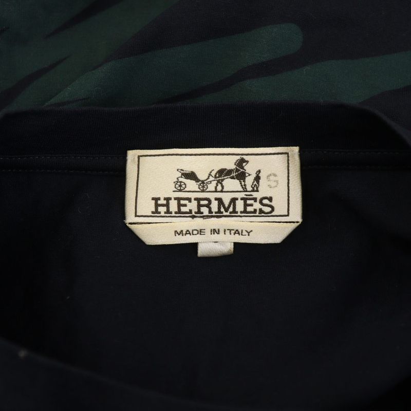 Hermes T-Shirt Short Sleeve Logo L Navy