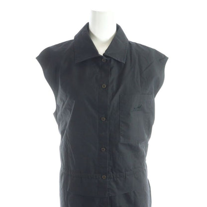 Hermes Gaultier Era Shirt Dress Sleeveless Long Logo Embroidery Layered 40