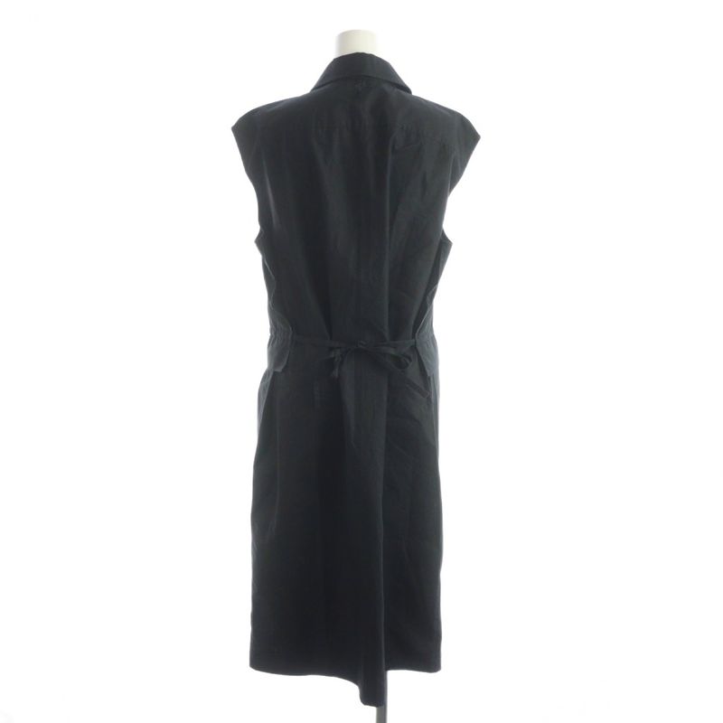 Hermes Gaultier Era Shirt Dress Sleeveless Long Logo Embroidery Layered 40