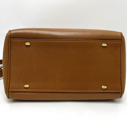 Celine Boston Bag Leather Brown X