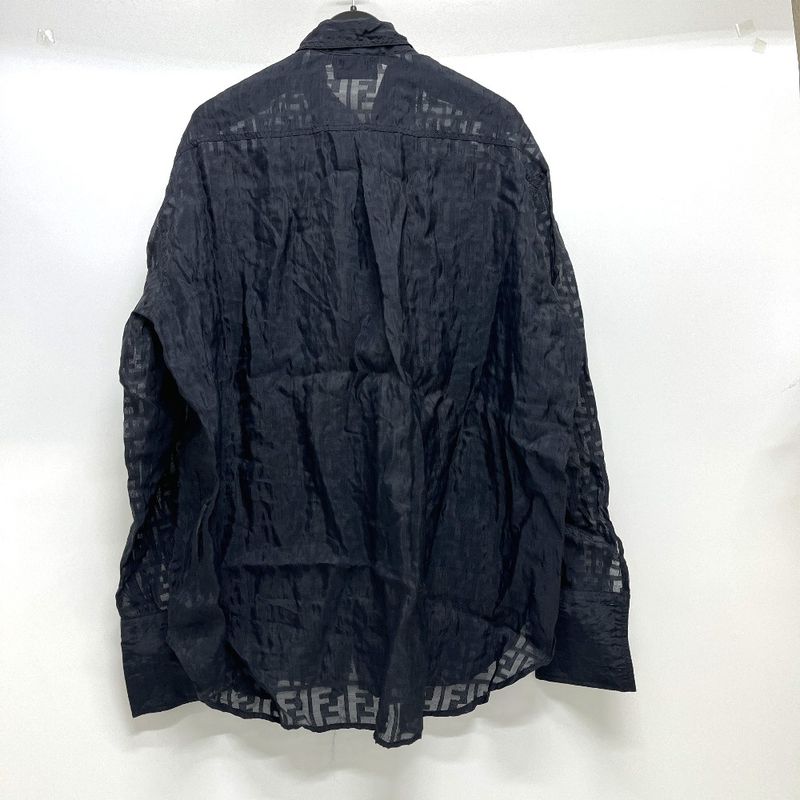 Fendi Blouse Jeans Zucca All Over Pattern Viscose Black